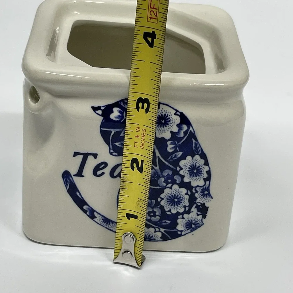 Royal Crownford Staffordshire‎ England Blue Calico Cat Cube Teapot Vintage